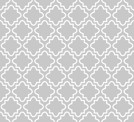 Four-leaf clover vector seamless pattern in Islamic style. Quadropholium texture or geometric ornament background from partially intersecting identical circles.のイラスト素材