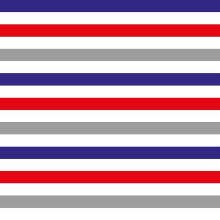 Abstract seamless horizontal striped pattern with red, blue, gray and white stripes. Vector illustration for designのイラスト素材