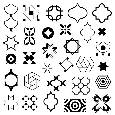Abstract symbols in ornamental arabic style. Vector set of logo design templates. Vector motives symbols, illustration.のイラスト素材