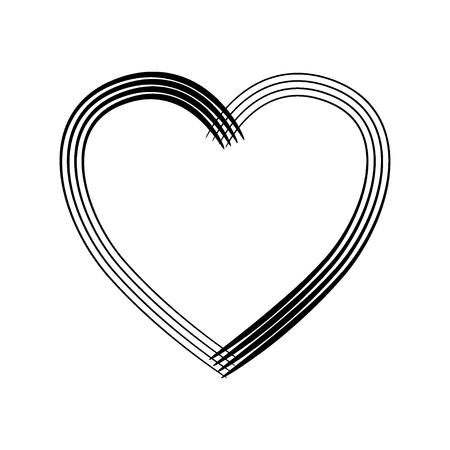 Heart shape frame with brush painting isolated on white background, Vector and illustrationのイラスト素材