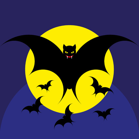 Bat for the night Halloween. Vector silhouette. Vector illustration.のイラスト素材