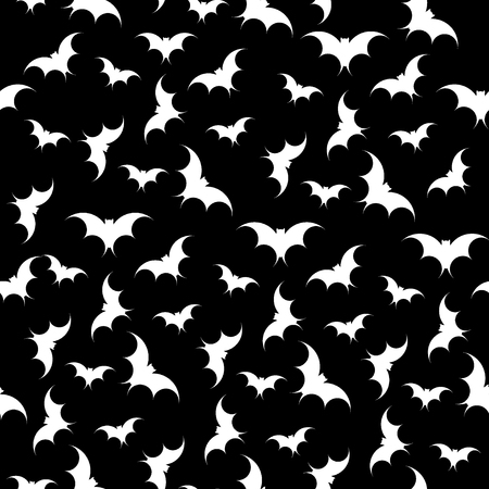 Bats seamless pattern background. Halloween. Vector silhouette. Vector illustrationのイラスト素材