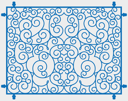 Blue scrolls forming abstract floral ornament.のイラスト素材