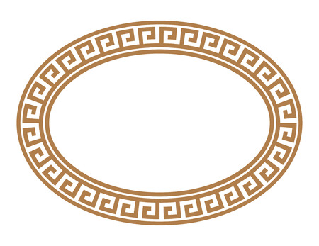 Greek key round frame. Typical egyptian, assyrian and greek motives circle border.のイラスト素材
