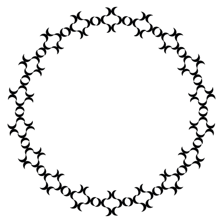 Islamic geometric figures ornament round frame. Arabic circle border.のイラスト素材