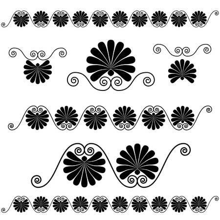 Ancient old greek ornament, vector and illustration symbols setのイラスト素材