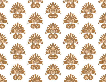 Ancient swirl old greek flat seamless golden ornament pattern, vector and illustration texture backgroundのイラスト素材