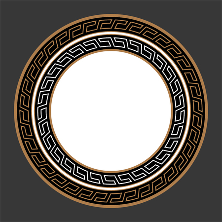 Greek key round frame. Typical egyptian, assyrian and greek motives circle border.のイラスト素材