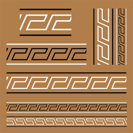 Typical egyptian, assyrian and greek motives seamless  borders symbols set.のイラスト素材