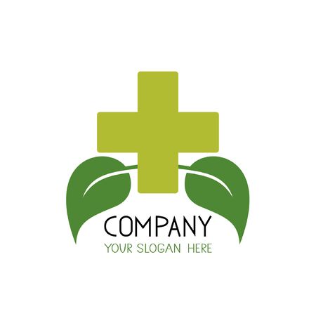 vector health care medical cross and leavesのイラスト素材
