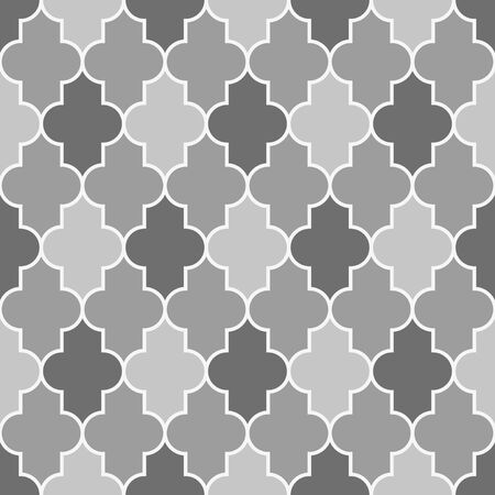 Arabic gray pattern. Turkish vector seamless texture. Muslim background. Islamic window grid design of lantern shapes tiles.のイラスト素材