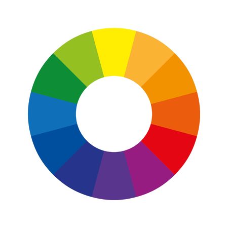 Color wheel or color circle with twelve colors, which shows primary colors, secondary, tertiary colors.のイラスト素材