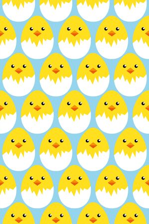 Happy easter egg chick seamless pattern, vectorのイラスト素材