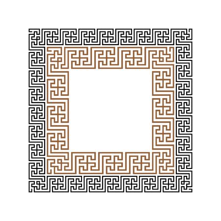 Greek key border frame. Typical egyptian, assyrian and greek motives. Arabic geometric texture. Islamic Art. Abstract geometric. Vector and illustration.のイラスト素材