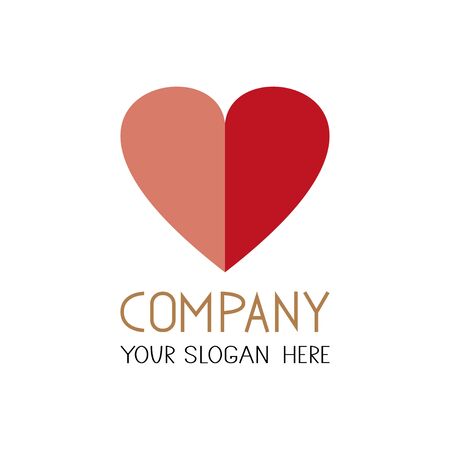 Heart icon logo. Two piece heart vector.のイラスト素材