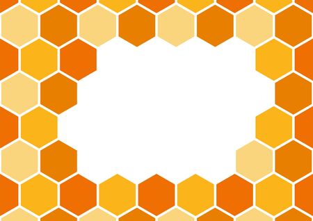 Bee honeycomb pattern frame, art background template. Vector honey borderのイラスト素材