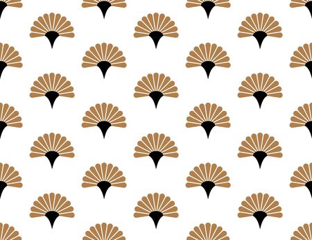 Japanese handheld fan floral vector seamless pattern. Japan blossom garden texture design.の写真素材