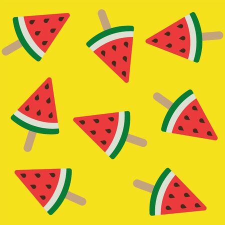 Watermelon ice cream on a stick summer seamless seamless pattern design, fun summertime background. Vector illustration. A simple pattern.のイラスト素材