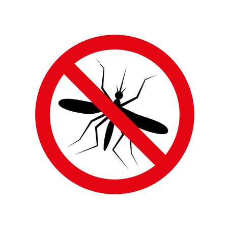 No Mosquito Icon red round circle warning signのイラスト素材