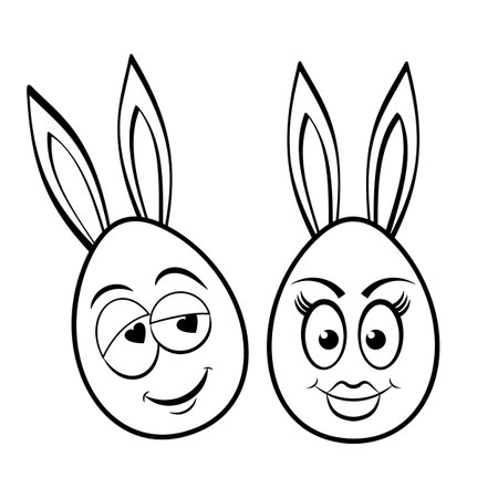 Funny Easter eggs characters with bunny ear.のイラスト素材