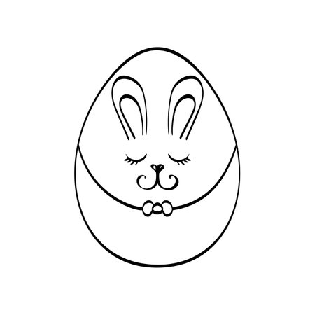 Easter bunny rabbit egg isolated on white background vector illustration. Cute cartoon character.のイラスト素材