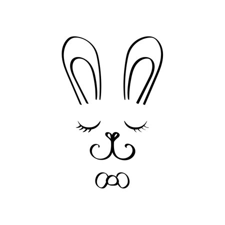 Cute bunny rabbit face isolated on white backgroundのイラスト素材