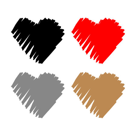 Set of Hearts, grunge brush stamps collection.のイラスト素材