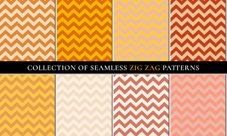 Autumn Set of seamless zigzag chevron patternのイラスト素材