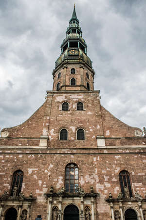 Riga, Latvia - May 21, 2021: St. Peters Church in Riga, the captial of Latvia.のeditorial素材