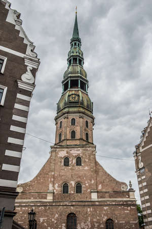 Riga, Latvia - May 21, 2021: St. Peters Church in Riga, the captial of Latvia.のeditorial素材