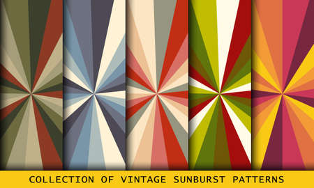 Retro set of vintage sunburst patterns, texturesのイラスト素材