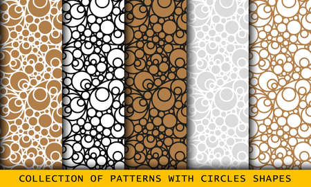 Seamless circles shapes set, patterns with bubblesのイラスト素材