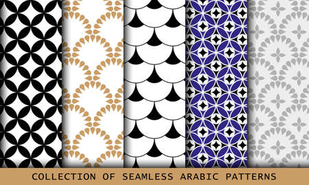 Seamless arabic pattern collection art texture setのイラスト素材