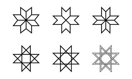 Set of old Folk star snowflake icons symbols.のイラスト素材