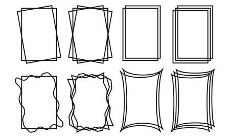 Black geometric frames with rectangle shape. Art deco styleのイラスト素材