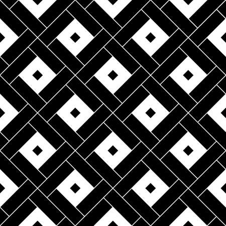 Squares tessellation vector. Pythagorean diagonal tiling. Repeated white checks on black backgroundのイラスト素材