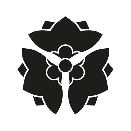 Japanese style flower design. Kamon Symbol of Japanのイラスト素材