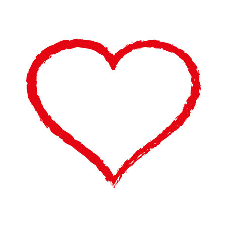 Red vector heart frame icon brush chalk strokesのイラスト素材