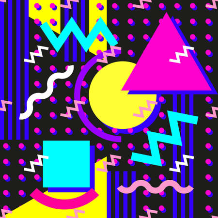 Funky 80s eighties Memphis seamless pattern geometric designのイラスト素材