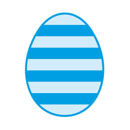 Painted blue egg with stripes pattern isolated on white. Happy Easterのイラスト素材