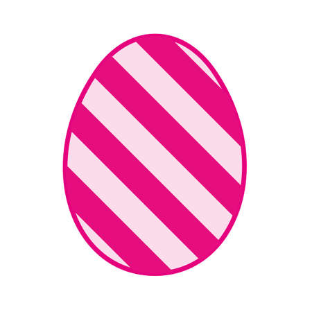 Painted pink egg with stripes pattern isolated on white. Happy Easterのイラスト素材