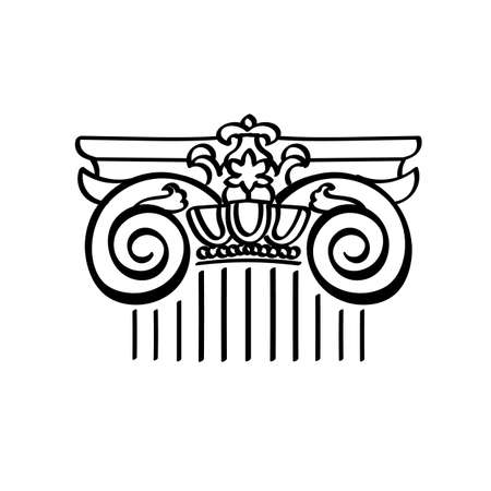 Classical column architecture element. Hand drawn column shapeのイラスト素材