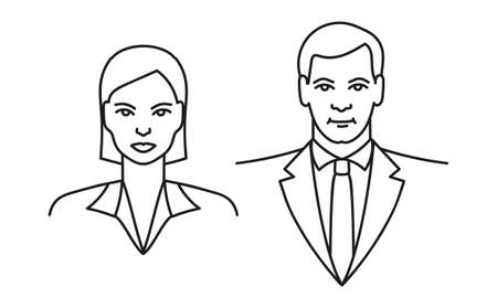 Businessman and businesswoman. Set of vector men and women with business vectorのイラスト素材