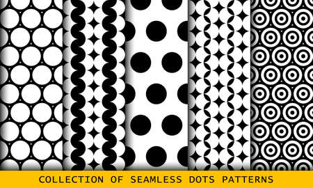 Seamless circles shapes set, patterns with rounds.のイラスト素材