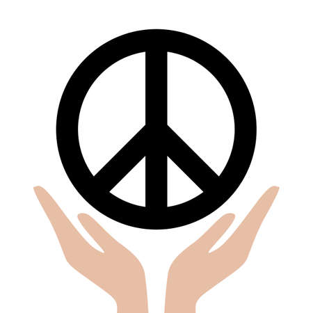 Symbols of the world. Symbol of peace in the hands of a manのイラスト素材