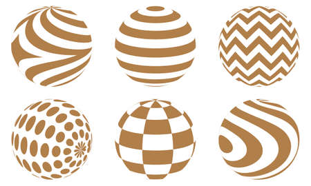 Golden and white vector sphere of lines for design of logo. Icons setのイラスト素材