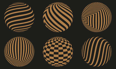 Black and golden vector sphere of lines for design of logo. Icons setのイラスト素材