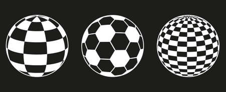 Black and white vector sphere for design of logo. Football icon. Icons setのイラスト素材