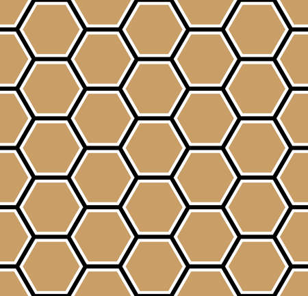 Seamless golden honeycomb pattern. Vector background hexagonal gridのイラスト素材