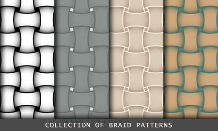 Geometric seamless patterns with intertwined bands. Wrapping paper. Tiling. Abstract background setのイラスト素材